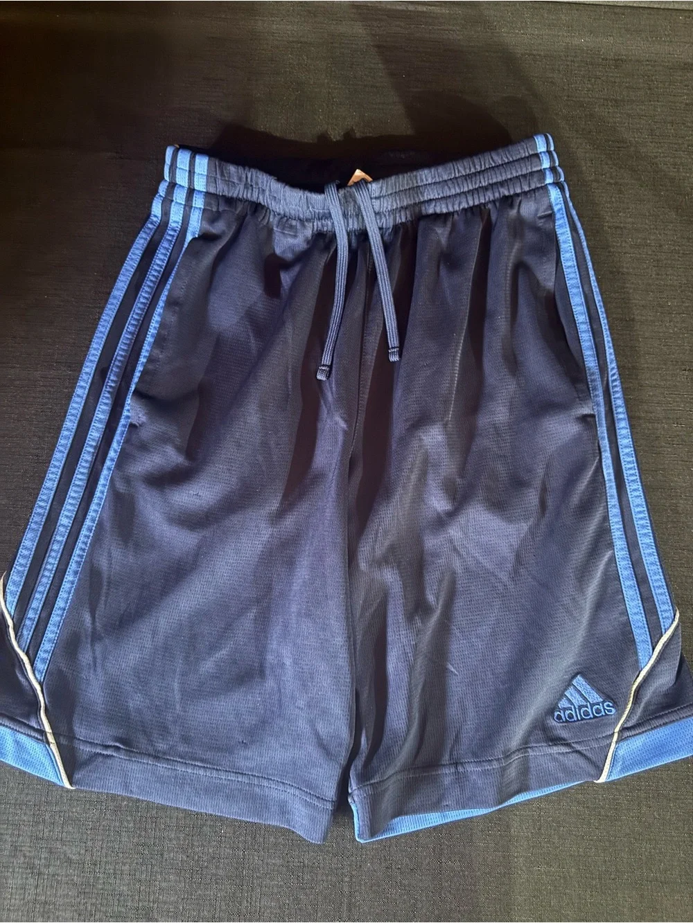 adidas Navy Shorts with Light Blue Stripes